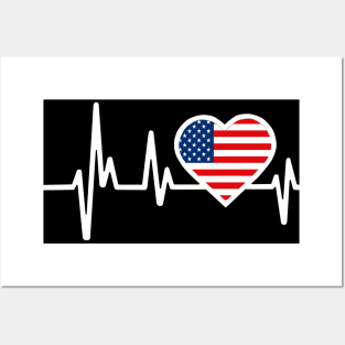 USA Heartbeat Flag Posters and Art